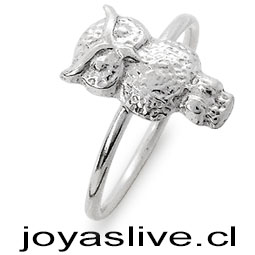 Anillo de Plata chilena 950 Búho (medida 12)