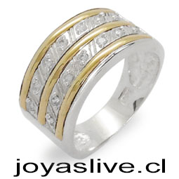 Anillo de Plata chilena 950 con Oro 18Kl. Cristal Swarovski (medida 16)