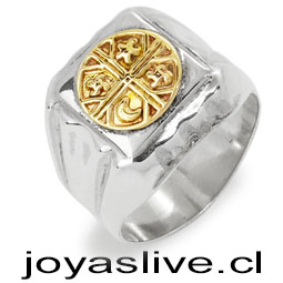 Anillo de Plata chilena 950 Sello Mapuche Oro Goldfield (medidas de la 10 a 28)(an140)