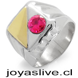 Anillo de Plata chilena 950 Sello mitad Oro Goldfield (medidas del 10 a 28)(an141)