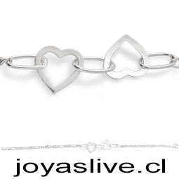 Pulsera Plata chilena 950, Heart of Love