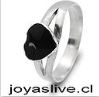 OFERTA. Anillo de plata chilena 950 Corazón obsidiana (medida 14) (Sin cambio ni devolucion, pequeño detalle en terminación)