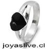 OFERTA. Anillo plata chilena, Corazón obsidiana (medida 12) (Sin cambio y sin devolucion,pequeño detalle en terminación)