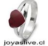OFERTA. Anillo de plata chilena 950 Corazón jaspe (medida 16) (Sin cambio y sin devolucion, pequeño detalle en terminación)
