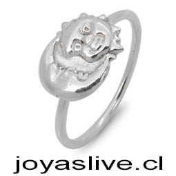 Anillo plata chilena 950, Luna Sol ( medida 18)