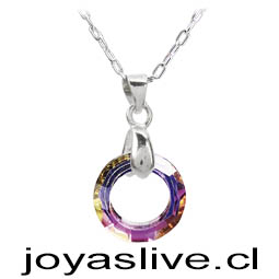 Collar de Plata chilena Cristal fino  Arco de Luz Aura Tornasol 
