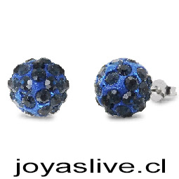 Aro de plata italiana 925, Shamballa, Azul.