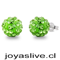 Aro de plata italiana 925, Shamballa, verde.