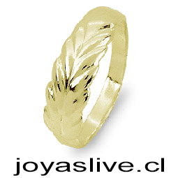 Anillo de Oro 18kl, Hoja de Laurel. (medida 12) (Peso aproximando, 2 gramo)