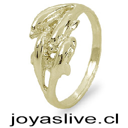 Anillo de Oro 18kl. Delfines (medida 16) (Peso aproximando, 3 gramos)