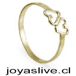 Anillo de Oro 18kl. Corazones (medida 12)  (Peso aproximando, 1.5 gramos)