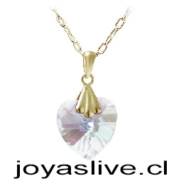 Colgante de Oro 18kl. Swarovski Corazón Tornasol ( Peso aproximando, 4 gramos entre cadena y colgante )