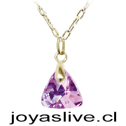 Colgante de Oro 18kl. Triángulo Swarovski Morado ( Peso aproximando, 4 gramos entre cadena y colgante )