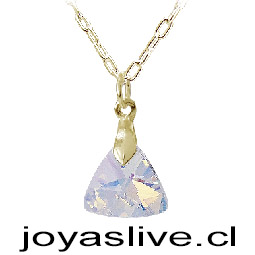 Colgante de Oro 18kl. Triángulo Swarovski Tornasol ( Peso aproximando, 4 gramos entre cadena y colgante )