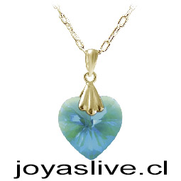 Colgante de Oro 18kl. Swarovski Corazón Tornasol Turquesa ( Peso aproximando, 4 gramos entre cadena y colgante )