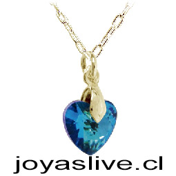 Colgante de Oro 18kl. Swarovski Azul Fuerte ( Peso aproximando, 4 gramos entre cadena y colgante )