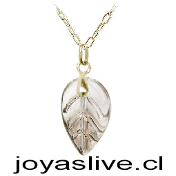 Colgante de Oro 18kl. con Cristal Fino Hoja Transparente  ( Peso aproximando, 4 gramos entre cadena y colgante )