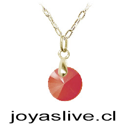 Colgante de Oro 18kl. con Swarovski Rojo Redondo ( Peso aproximando,  4 gramos entre cadena y colgante )