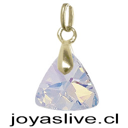 Dije de Oro 18kl. Triángulo Swarovski Tornasol  (1,2 gramos gancho colgante)