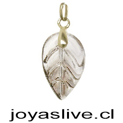 Dije de Oro 18kl. con Cristal Fino Hoja Transparente  ( Peso aproximando, 1 gramo gancho colgante )
