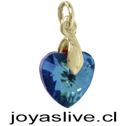 Dije de Oro 18kl. Swarovski Azul Fuerte  ( Peso aproximando, 1 gramos gancho colgante )