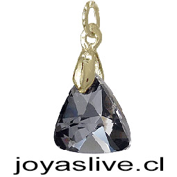 Dije de Oro 18kl. con Triángulo Swarovski Negro  ( Peso aproximando, 1 gramos gancho colgante )