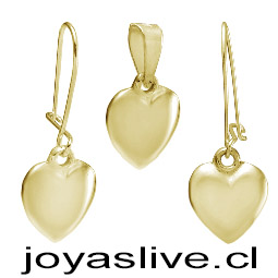 Conjunto de Oro 18kl. Corazones   ( Peso aproximando, 3 gramos )