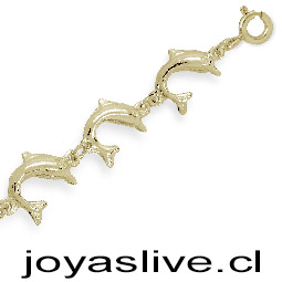 Pulsera de Oro 18kl. Delfines  ( Peso aproximando, 5.5  gramo )