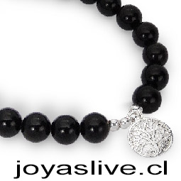 Pulsera de plata chilena 950, Gemas Obsidiana.