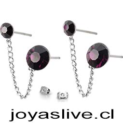 Aros de Acero Inoxidable Trepadores cortos Cristal Morado oscuro