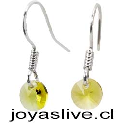Aros de Plata Cristal Tornasol Amarillo