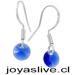 Aros de Plata Cristal Tornasol Azul