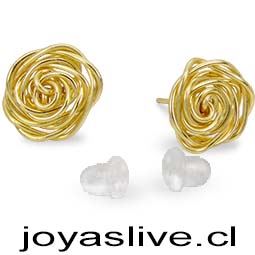 Aros Bisutería baño de Oro Flores