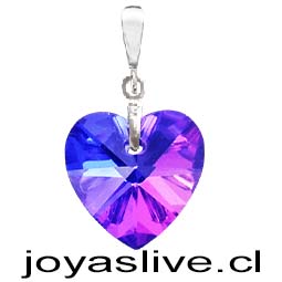Collar de Plata chilena 950 Cristal Fino Corazón Azul