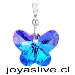 Collar de Plata chilena 950 Cristal Fino Mariposa Azul