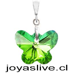 Dije de Plata chilena 950 Cristal Fino Mariposa Verde