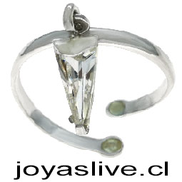 Sortija adaptable Plata Platino con motivo de circonita movible en forma de triangulo