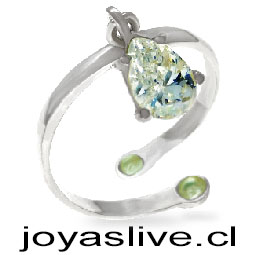 Sortija adaptable Plata Platino con motivo en circonita movible forma de pera.