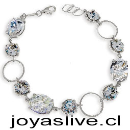 Pulsera Plata Platino combina cristales Swarovski con circonitas en blanco.