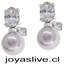 Pendientes Plata Platino con circonita y perla.