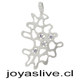 Colgante Plata Platino de diseño con cristales Swarovski en aurora boreal.