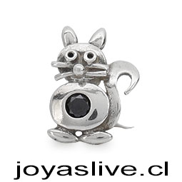 Colgante Plata Platino gatito con circonita color verde oliva