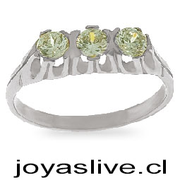Anillo tresillo Plata Platino con aro cerrado y circonitas. color plateado. Medida 14