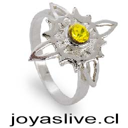 Anillo de Plata chilena 950 Nudo de Bruja Punto de Luz Amarillo. (Media 20)
