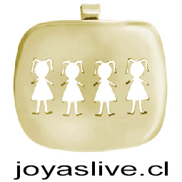 Dije de Oro 18 kl.  4 Niñas (Peso aproximado 2,5 gramos)