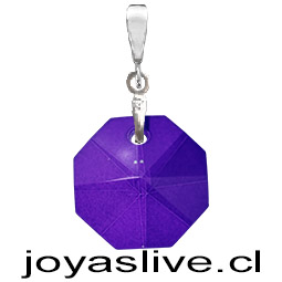 Dije de Plata chilena 950 Cristal fino Octógono Morado