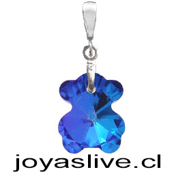 Dije de Plata chilena 950 Cristal fino Oso Morado Tornasol