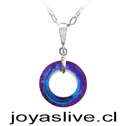 Collar de Plata chilena 950 Cristal fino Arco de Luz Morada Tornasol