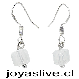 Aros de Plata 925 CubosTornasol Blanco 