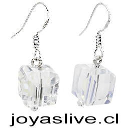 Aros de Plata 925 Cubos Transparentes  Tornasol 